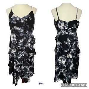 Marc Bouwer Dress Adjustable Strap Floral Ruffle Sz L